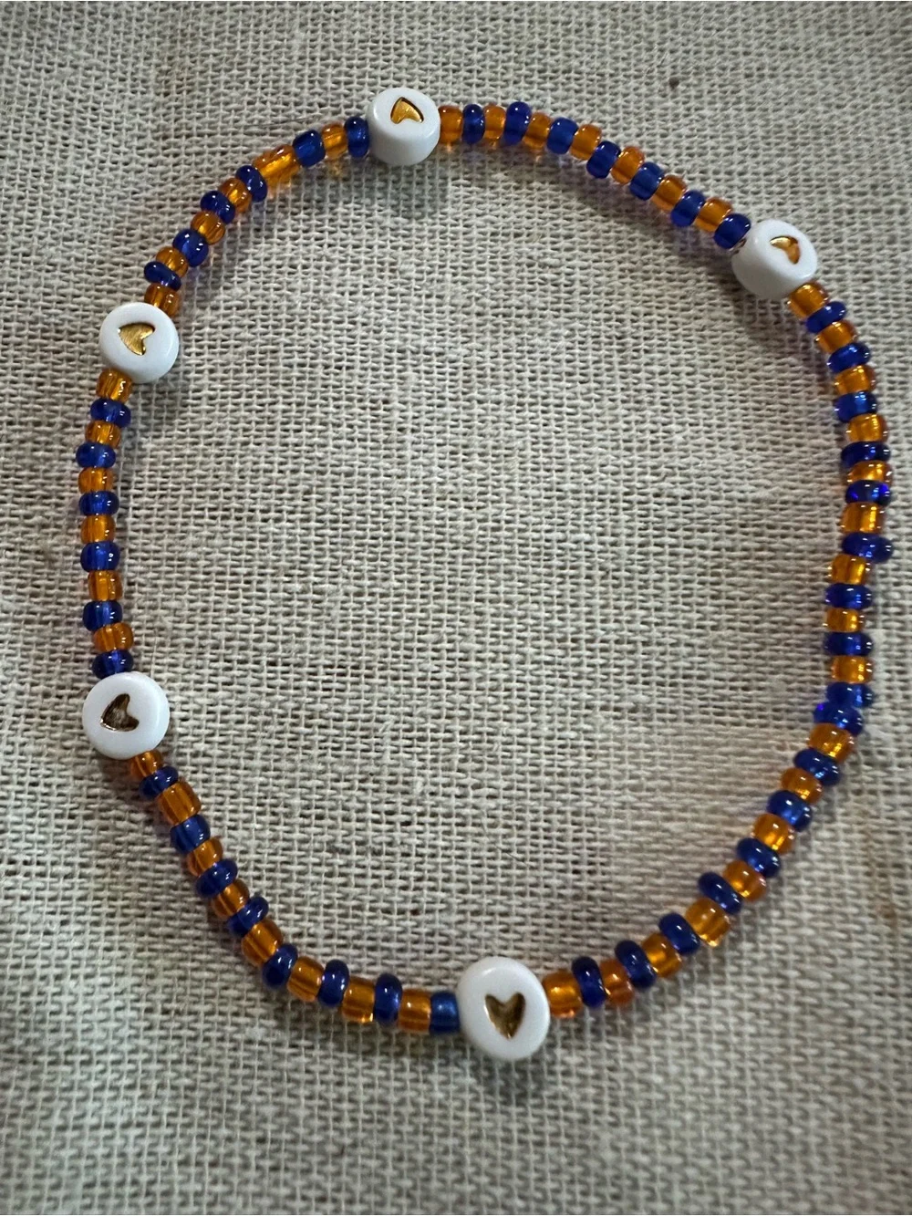 Women’s Beaded Stretch Bracelet Set in Orange & Blue